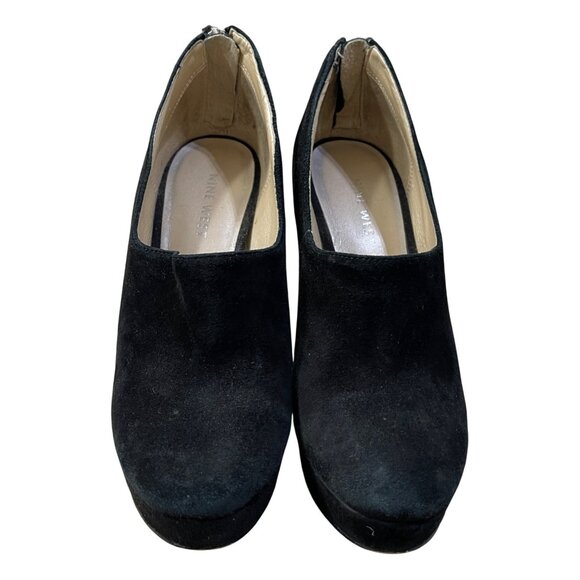 Nine West Feminity Platform Shootie Pump Size 6 Black Suede - Picture 2 of 10